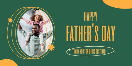 Family Day Greeting with Father Holding Child Twitter Design Template