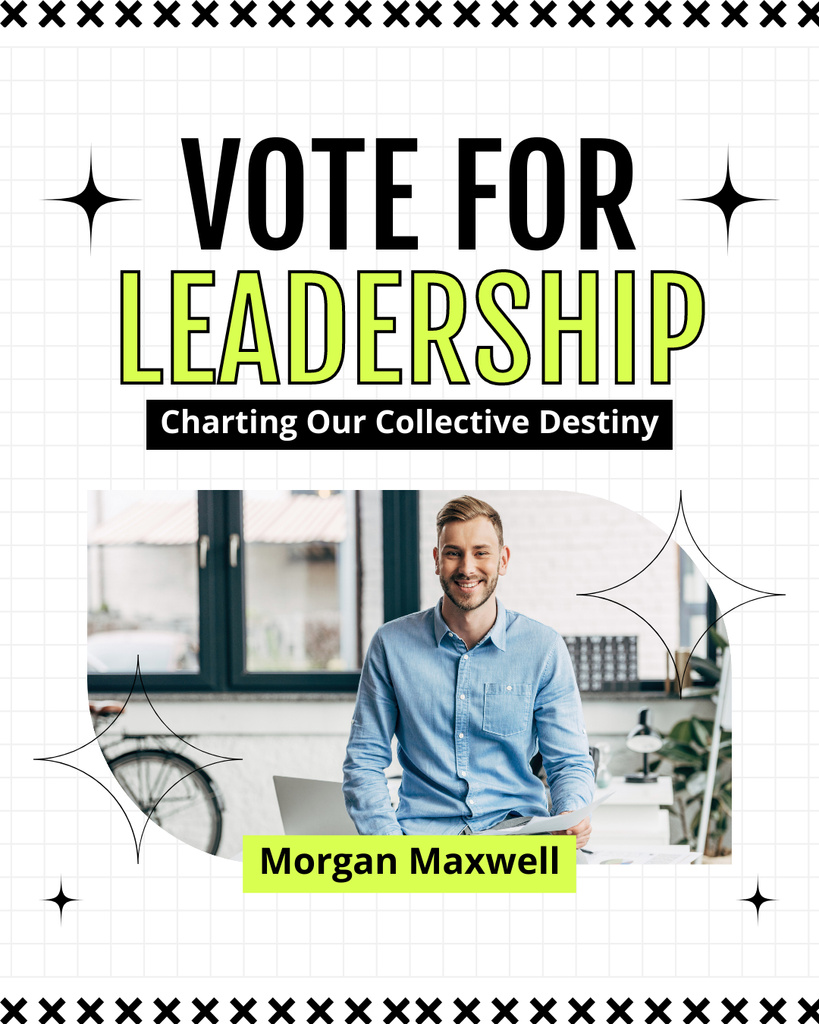 Vote For Leadership with Young Man Instagram Post Vertical Modelo de Design