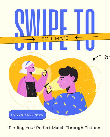 Swipe to Find Your Soul Mate Instagram Post Vertical Design Template