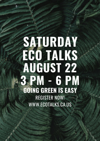Ecological Event Announcement with Fern Leaves Flayer Design Template