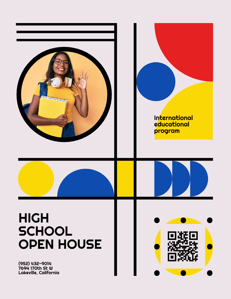 Ontwerpsjabloon van Poster 8.5x11in van Announcement on Opening of Higher School Enrollment