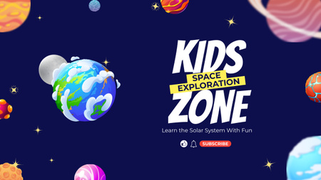 Plantilla de diseño de Exploración espacial de la zona de niños Youtube Thumbnail 