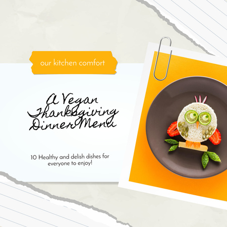 Modèle de visuel Menu végétalien du dîner de Thanksgiving - Instagram