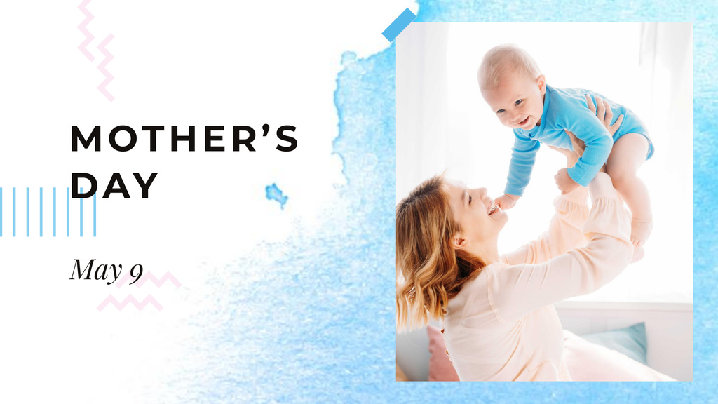 Plantilla de diseño de Mother's Day Announcement with Mom holding Baby FB event cover 