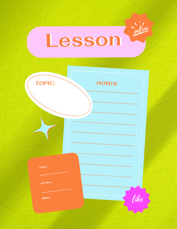 School Lesson Plan in Green Notepad 8.5x11in Design Template