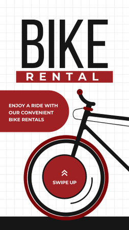 Designvorlage Anzeige für Fahrradverleihdienste auf Rot und Weiß für Instagram Story