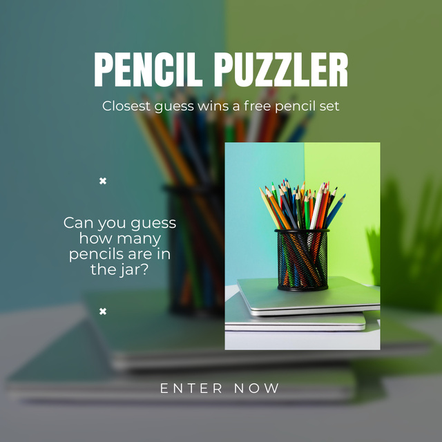 Pencil Puzzler Game with Colorful Pencils Animated Post Design Template