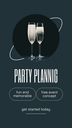 Party Event Planning with Drinks in Wineglasses Instagram Video Story Design Template