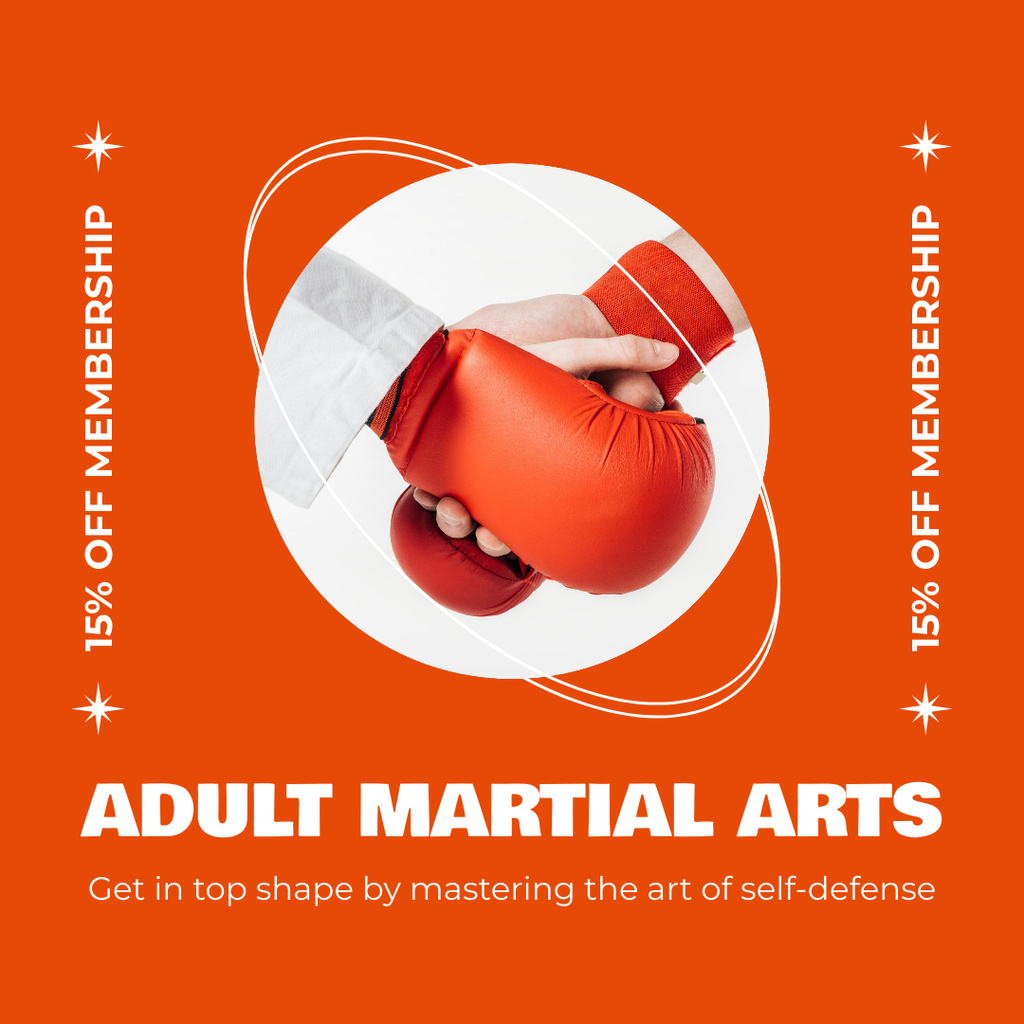 Ad of Adult Martial Arts Classes with Discount Instagramデザインテンプレート
