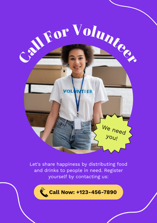 Layout of Call for Volunteers Ad Poster Design Template
