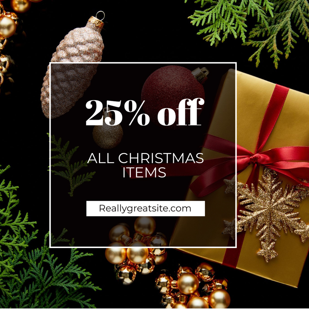 Christmas Sale Announcement with Present Instagram Design Template