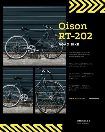 Bicycles Store Ad with Road Bike in Black Poster 16x20in Design Template