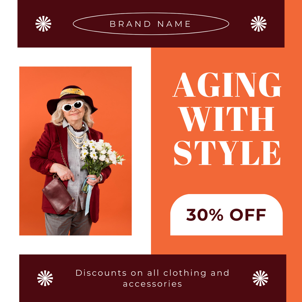Designvorlage Elderly Clothes And Accessories With Discount für Instagram