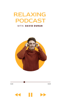 Ontwerpsjabloon van Instagram Story van Ontspannende podcast-promotie met man die naar audio luistert