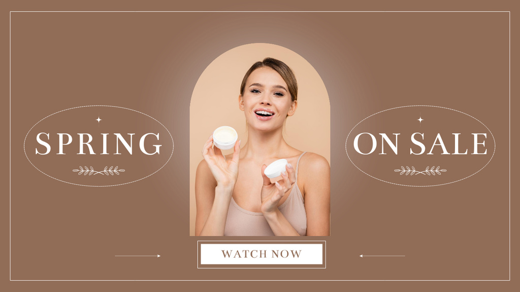 Ontwerpsjabloon van Youtube Thumbnail van Spring Sale Women's Care Cosmetics