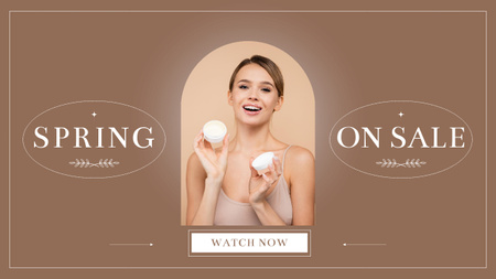 Spring Sale Women's Care Cosmetics Youtube Thumbnail Design Template