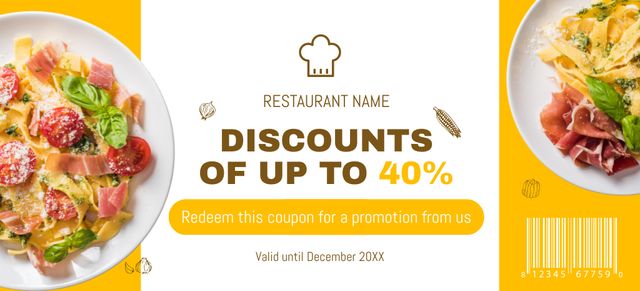 Food Discount Voucher from Restaurant or Cafe Coupon 3.75x8.25in Πρότυπο σχεδίασης