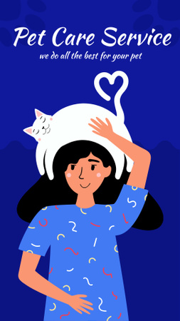Mulher engraçada com gato na cabeça Instagram Story Modelo de Design