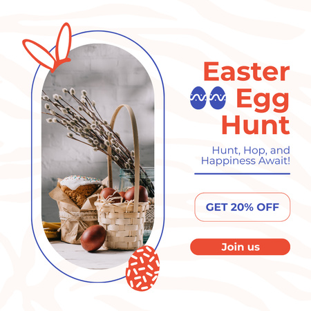 Easter Egg Hunts with Beautiful Spring Basket Instagram Design Template