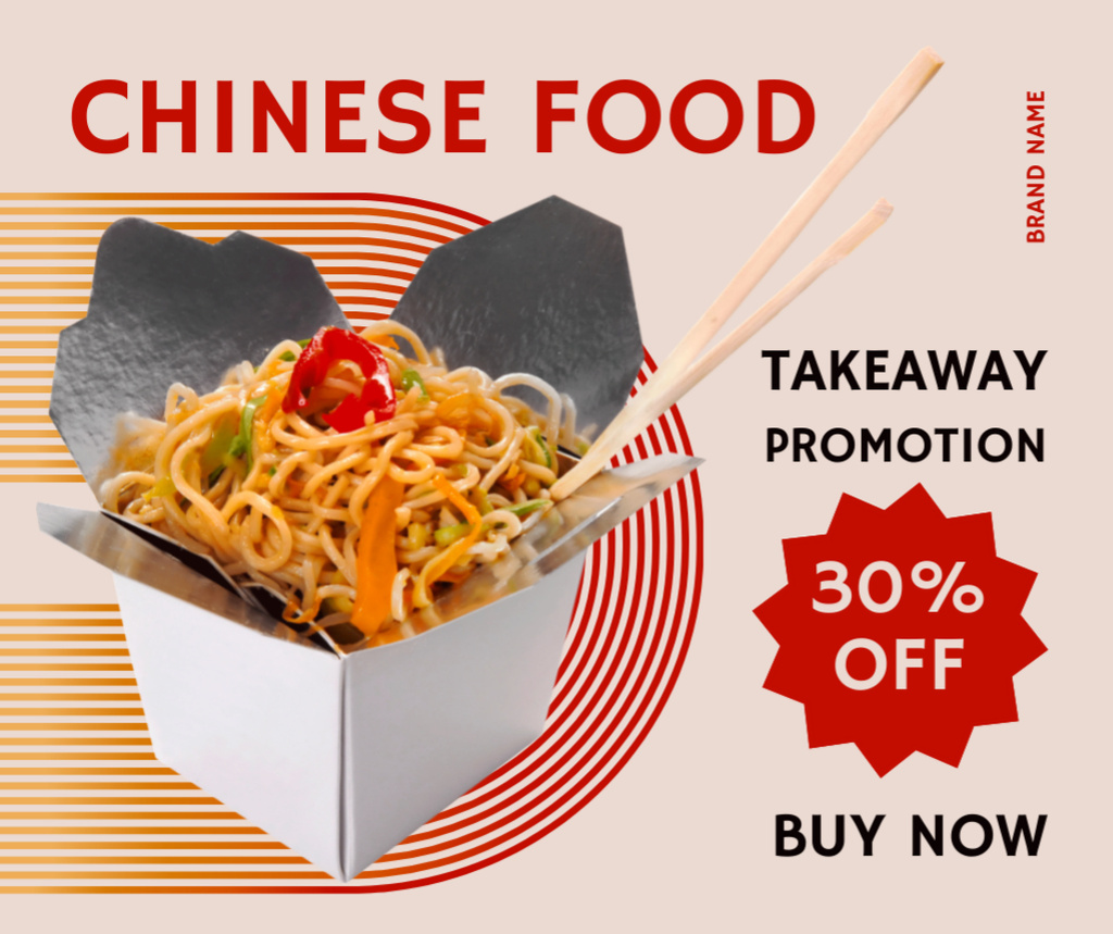 Designvorlage Discount on Delicious Chinese Takeaway für Facebook