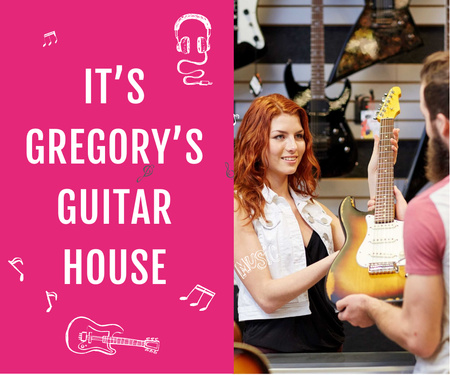 Plantilla de diseño de Gregory's guitar house Large Rectangle 