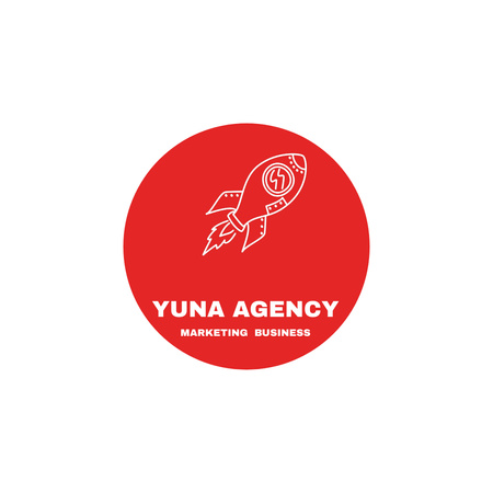 Emblema da Agência de Marketing Digital com Rocket Animated Logo Modelo de Design