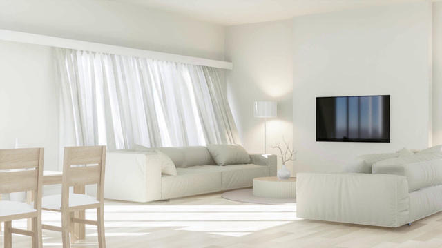 Minimalistic Stylish White Room Interior Zoom Backgroundデザインテンプレート