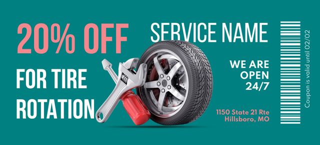 Car Services Offer with Tire Coupon 3.75x8.25in Tasarım Şablonu