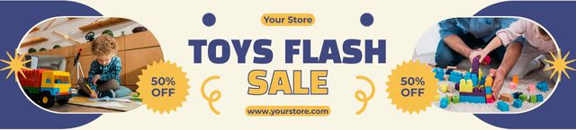 Collage with Flash Sale of Children's Toys Ebay Store Billboard Design Template