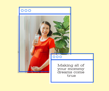 Ontwerpsjabloon van Facebook van gelukkig zwanger vrouw in rode jurk