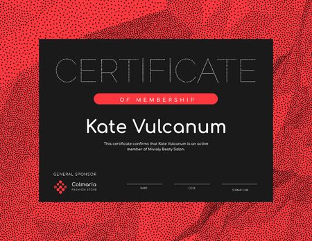 Ontwerpsjabloon van Certificate van Beauty Salon Membership confirmation in red
