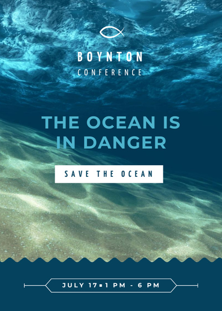 Ecology Conference About World Ocean With Waves Postcard 5x7in Vertical Šablona návrhu