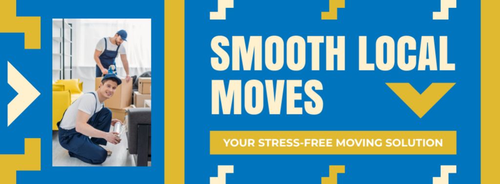 Offer of Smooth Moving Services with Friendly Delivers Facebook cover Šablona návrhu