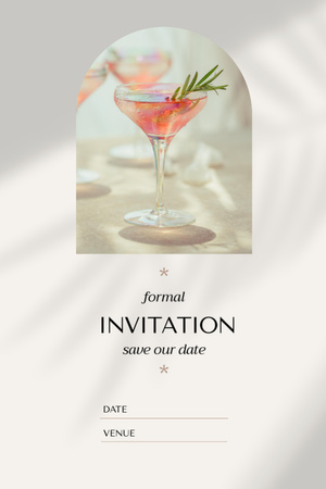 Designvorlage Wedding Day Announcement With Pink Cocktail für Postcard 4x6in Vertical