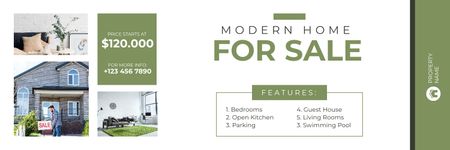 Modern Home for Sale With Features Description Twitter Design Template