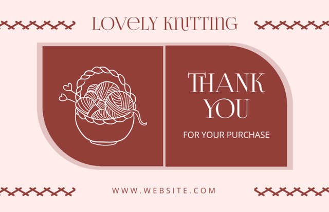 Thank You for Knitting Items Purchase Thank You Card 5.5x8.5in Šablona návrhu