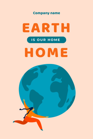 Creative Illustration Of Earth Planet As Our Home Postcard 4x6in Vertical Design Template
