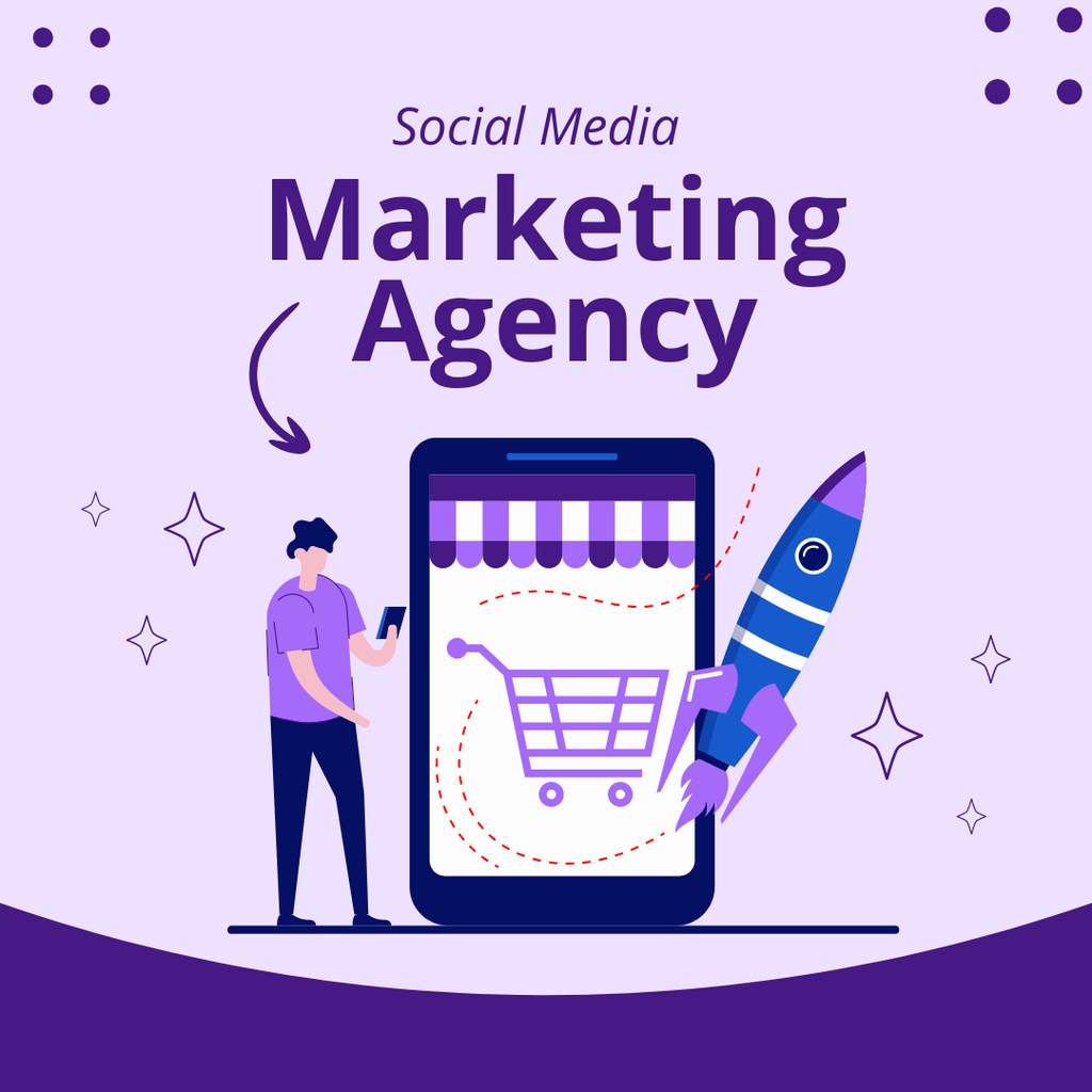 Designvorlage Social Media Marketing Agency Assistance Offer für Instagram