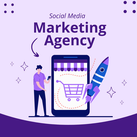 Social Media Marketing Agency Assistance Offer Instagram Design Template