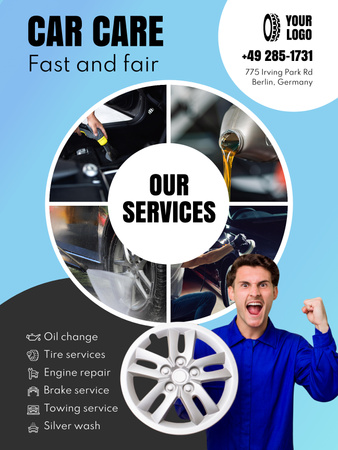 Plantilla de diseño de Oferta de servicios de automóviles Poster US 