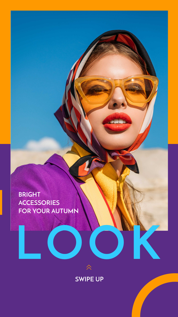 Fashion Accessories Ad Stylish Girl in Sunglasses Instagram Story Modelo de Design