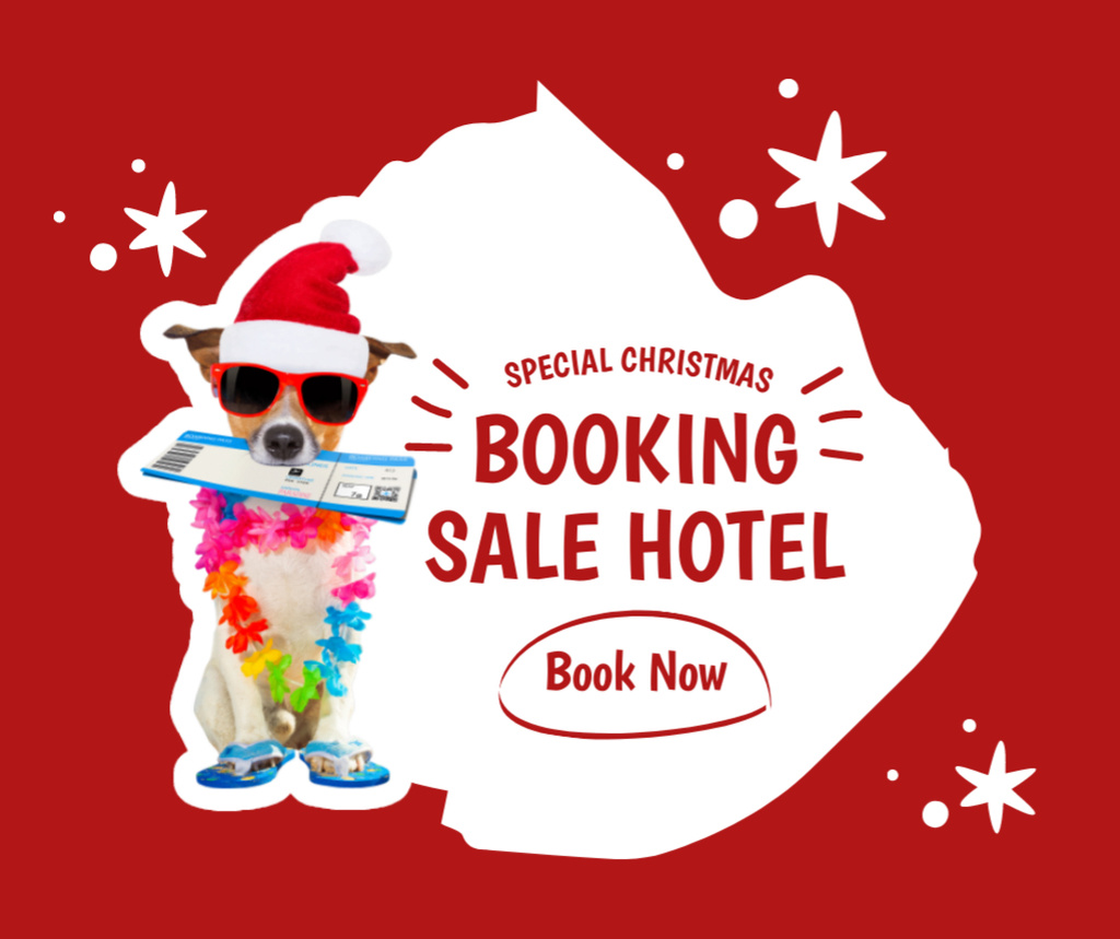 Ontwerpsjabloon van Facebook van Christmas Hotel Booking Offer