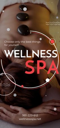Wellness Spa Ad Woman Relaxing at Stones Massage Flyer DIN Large Design Template