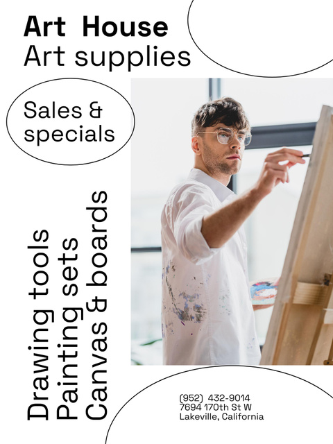Plantilla de diseño de Art Supplies And Painting Sets Sale Offer Poster US 