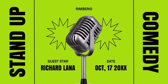 Comedy Show Ad with Microphone Twitter Modelo de Design