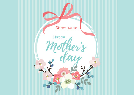 Plantilla de diseño de Feliz día de la madre saludo con cinta roja Card 