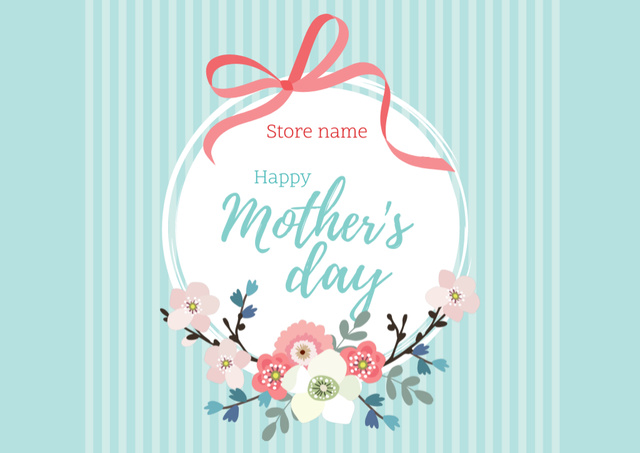 Happy Mother's Day Greeting with Red Ribbon Card – шаблон для дизайна