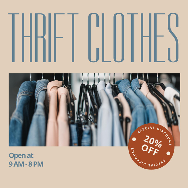 Designvorlage Thrift clothes shop sale pastel für Instagram AD