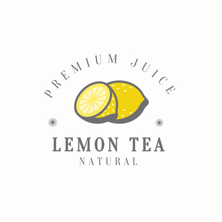 Cafe Ad with Lemon Tea Logo Design Template