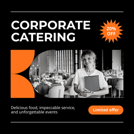 Corporate Catering Services with Woman Cater Instagram Design Template